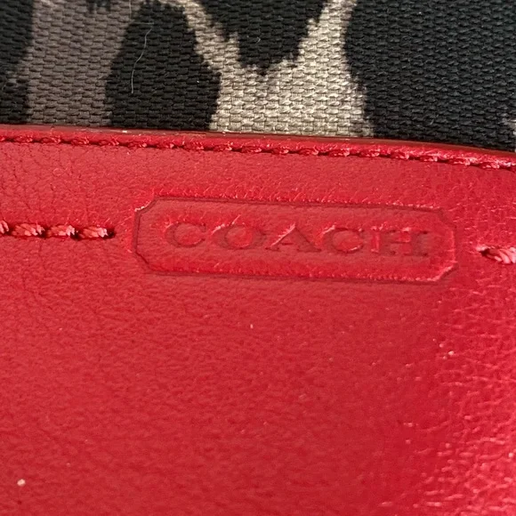 Coach Ocelot RARE Leopard Print Tote Bag with Red Leather Accents - Picture 3 of 8